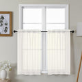 Gwine Ivory Sheer Kitchen Curtains 36 Inch Length, Light Filtering Voile Soft by Gwine