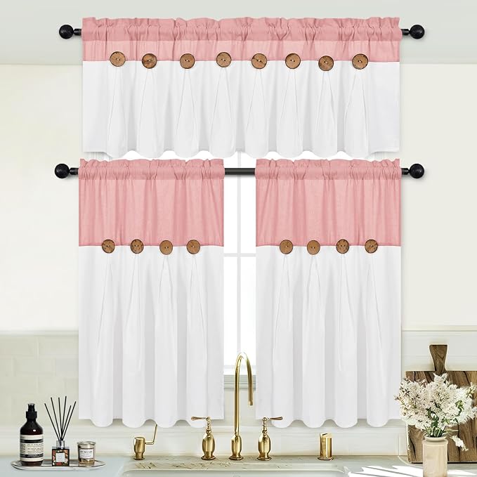 FRAMICS Farmhouse Kitchen Curtains 36 Inch Length, Rustic Cotton Linen Tier - Image 5