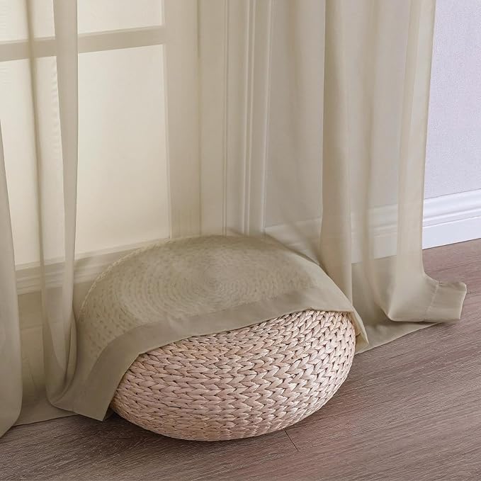 Taupe Sheer Curtains 84 Inches Long 2 Panels Set, Light Filtering Sheer Curtains - Image 6