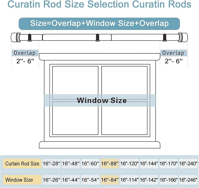 Byondeth Curtain Rods for Windows 16 to 88 Inches 2 Pack Adjustable Length 1 - Image 3