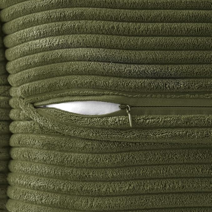 MIULEE Olive Green Corduroy Lumbar Pillow Covers 12x20 Inch 12x20 Inch - Image 7