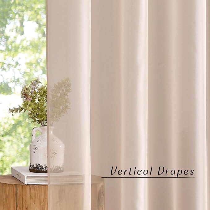 NICETOWN Taupe Sheer Curtains 54 inch Length, Grommet Voile Sheer Lightweight & - Image 3