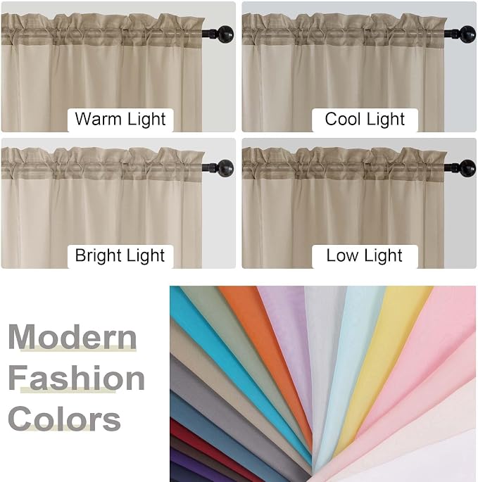 Taupe Sheer Curtain for Bedroom Living Room 72 Inches Long 2 Panels Set - Image 7