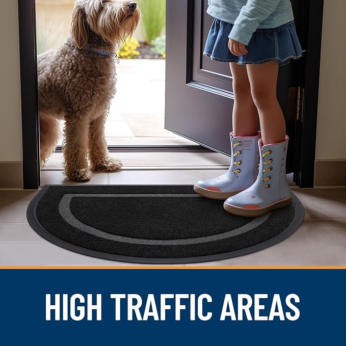 OLANLY Half Circle Front Door Mat Outside 35x23 All-Season Rubber Doormat | - Image 8