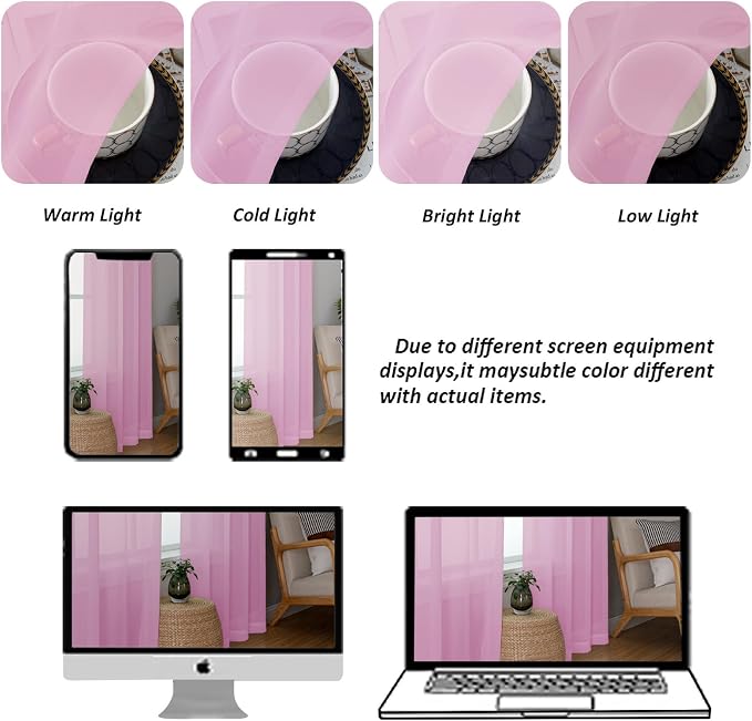 Chyhomenyc Pink Sheer Valances for Windows - Image 4