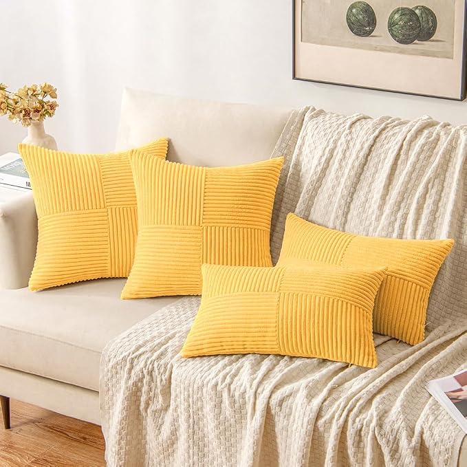 MIULEE Yellow Decorative Throw Pillow Covers 18x18 Inch - Image 4