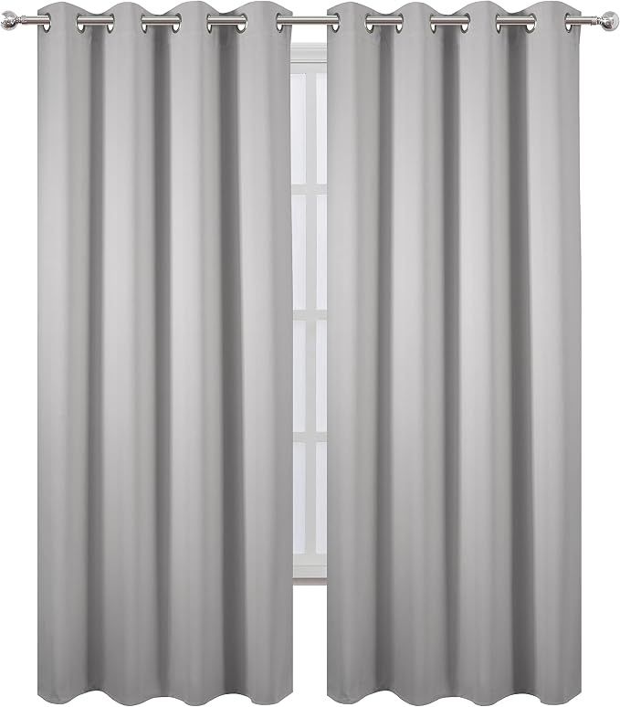 LEMOMO Blackout Curtains 52 x 84 inch/Light Grey Curtains Set of 2 - Image 2