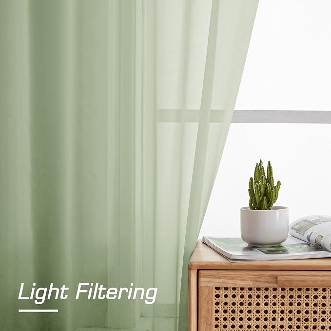 OWENIE Sheer Curtains 84 inches Long 2 Panels Set - Image 3