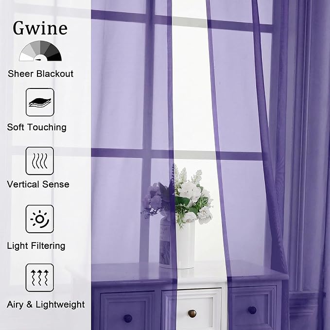 Gwine Extra Long Sheer Curtains 108 Inches Long - Image 4