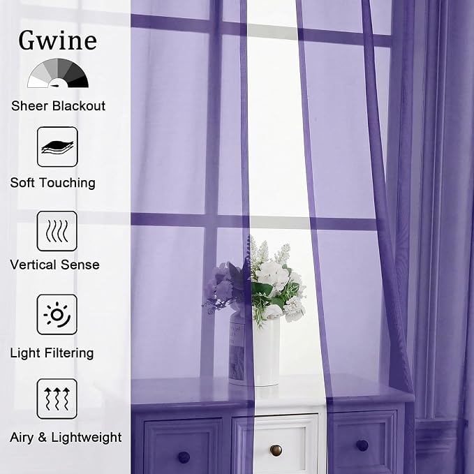 Gwine Sheer Curtains 72 Inch Length - Image 4