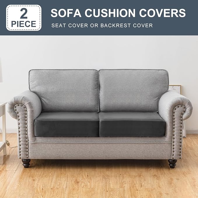 Couch Cover Stretch Velvet Sofa Cushion Cover 2-Piece - Image 3