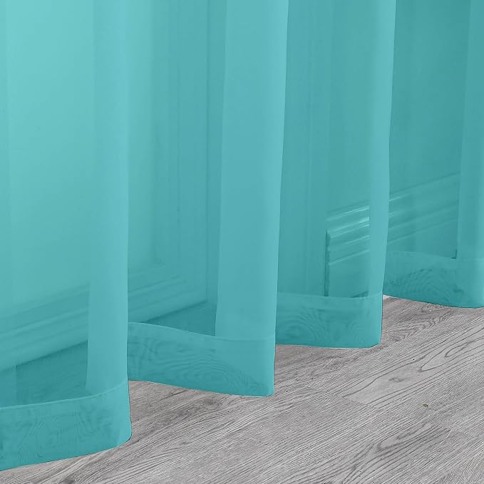 Chyhomenyc Sheer Turquoise Curtains 90 inches Long 2 Panels, Light Filtering - Image 9