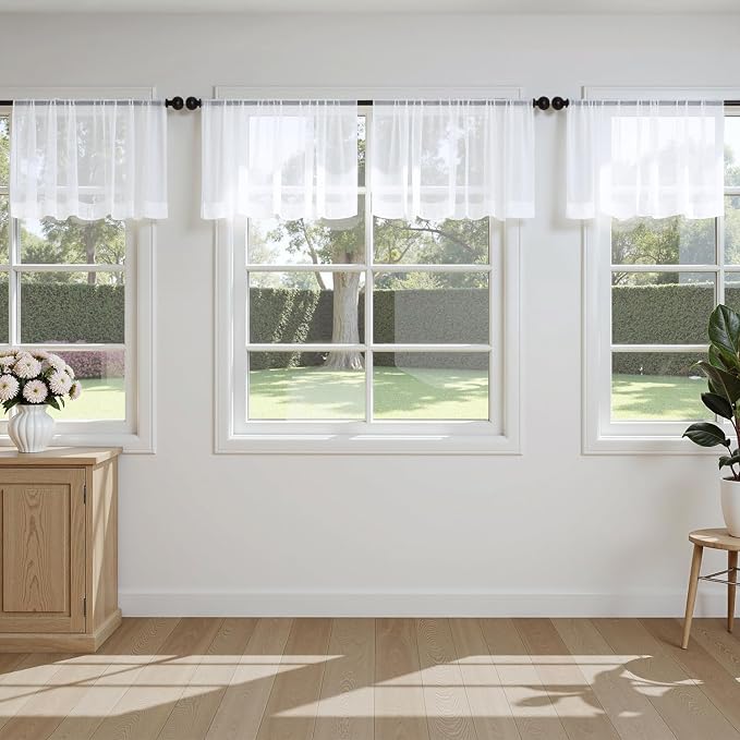 MIULEE White Valance for Windows, 4 Panels Set, Light Filtering Small Short by MIULEE