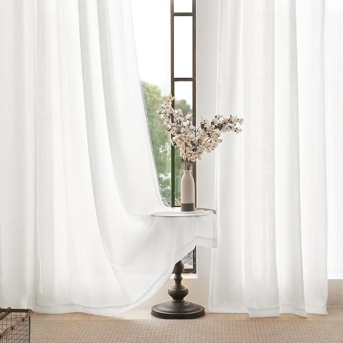 Linen White Curtains 80 inches Long - Image 5