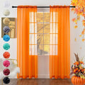 youleyar Solid Sheer Rod Pocket Curtain Voile Draperies 2 Panels Orange Beige by Youleyar