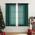 Green Window Sheer Curtains 54 inch Length, Soft Airy Light Filtering Sheer by Home