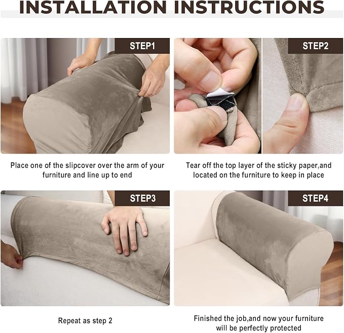 Couch Arm Covers 2 Pcs Sofa Armrest Covers Stretch Couch, Armrest Cover - Image 4