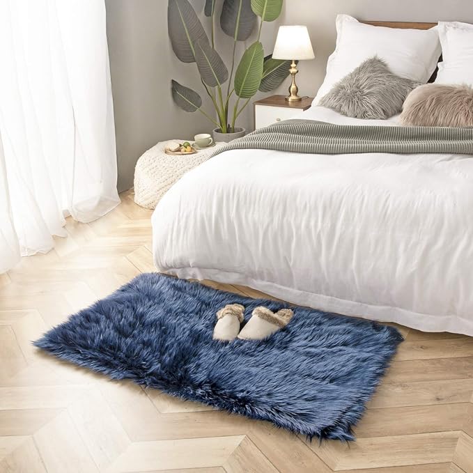 Ashler faux fur rug, Fluffy Shaggy Area Rug Ultra Soft 2.2 x 4 Feet Rectangle - Image 2