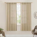 LAMIT Brown Linen Boho Curtains 68 inch Length 2 Panels, Light Filtering Semi by LAMIT