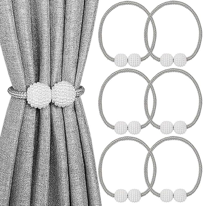 Melaluxe 6 Pack Magnetic Curtain Tiebacks, Decorative Curtain Holdbacks by Melaluxe