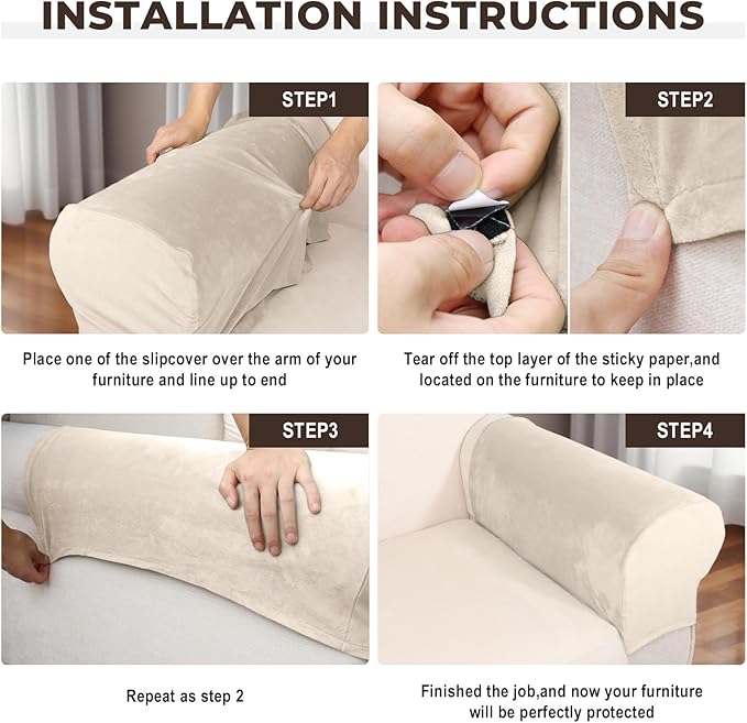 Couch Arm Covers 2 Pcs Sofa Armrest Covers Stretch Couch, Armrest Cover - Image 4