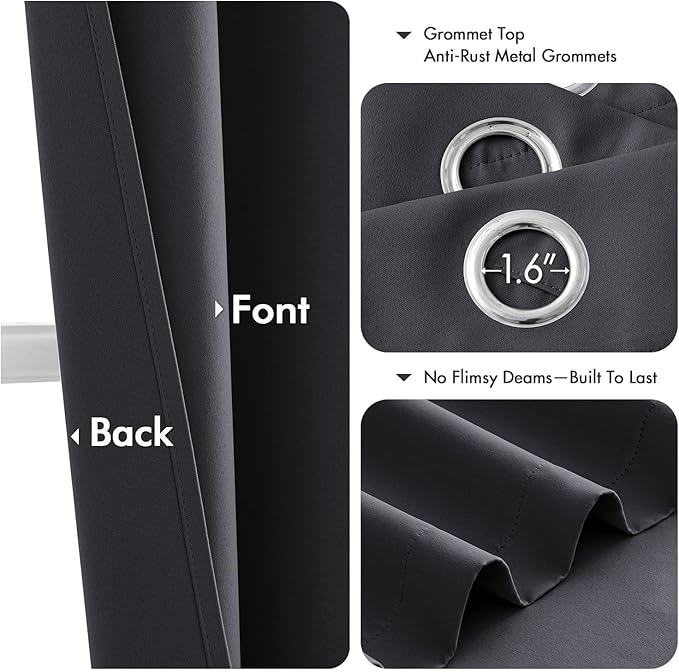 MIULEE Dark Grey Blackout Curtains - Image 4