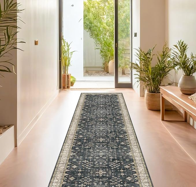 Black Washable 8ft Long Runners by HazoHaus