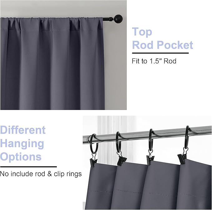 Simplebrand Ava Grey Short Blackout Curtains - Image 4
