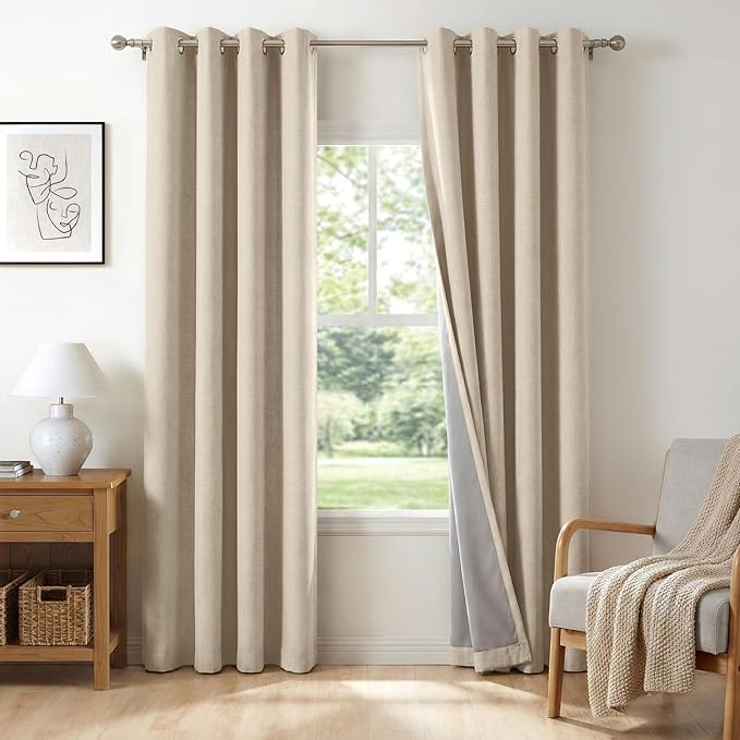 100% Blackout Shield Linen Blackout Curtains by 100BlackoutShield