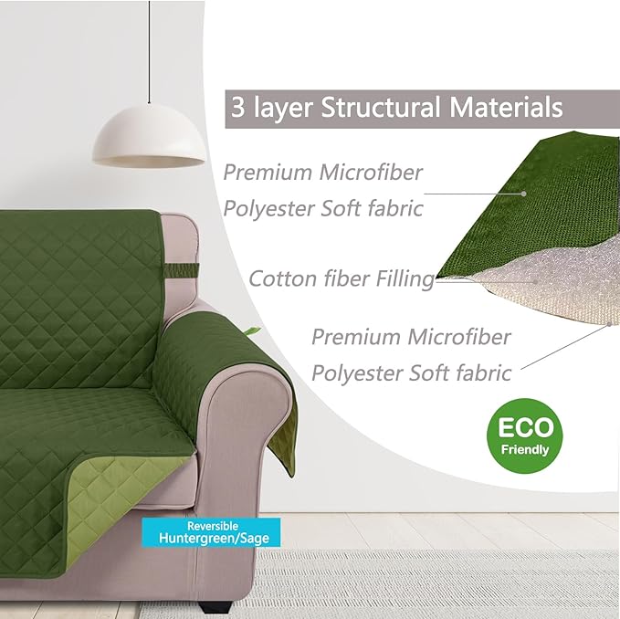 U-NICE HOME Reversible Oversized Chair Covers Quilted Water Repellent Pet - Image 5