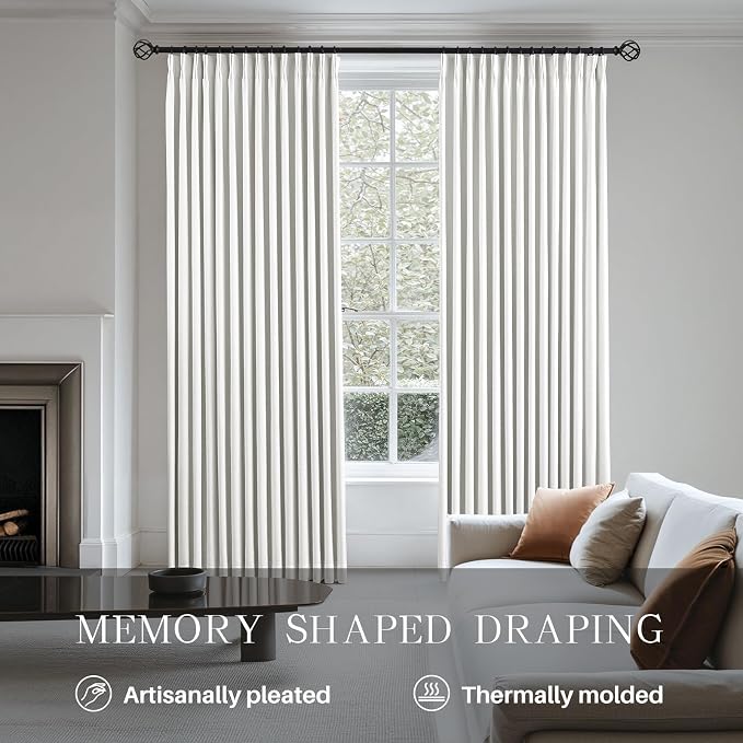 AUSSPVOCT Pinch Pleated 90 Inch Linen Curtains 100% Blackout - Image 3