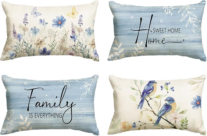 AVOIN colorlife Spring Saying Flowers Butterfly Bird Throw Pillow Covers by AVOINcolorlife