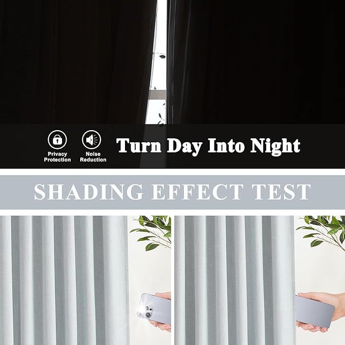 Vision Home Pinch Pleated Full Blackout Curtains Linen Blended Room Darkening - Image 7