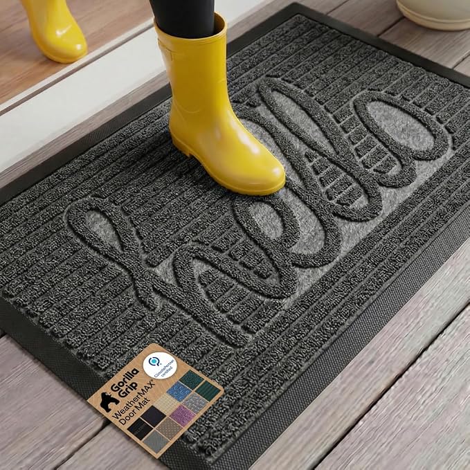 GORILLA GRIP 100% Waterproof All-Season WeatherMAX Doormat 35x23, US Designed by GorillaGrip
