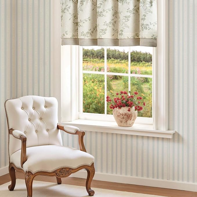 jinchan Linen Valance Curtains for Windows 16 Inch Christmas Decorations Floral - Image 4