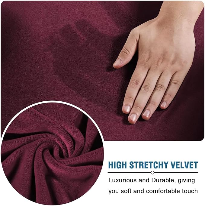 H.VERSAILTEX High Stretch Sofa Slipcover 4 Piece Cover Velvet Furniture - Image 5
