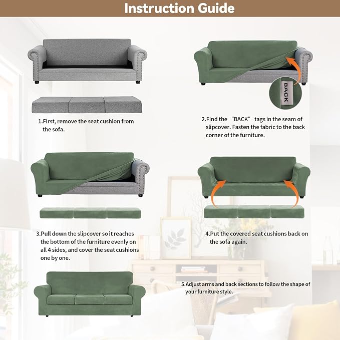WEERRW 4 Pieces Velvet High Stretch Couch Covers - Image 6