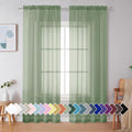 Simplebrand Sage Green Sheer Curtains 90 Inches Long 2 Panels, Light Filtering by Simplebrand