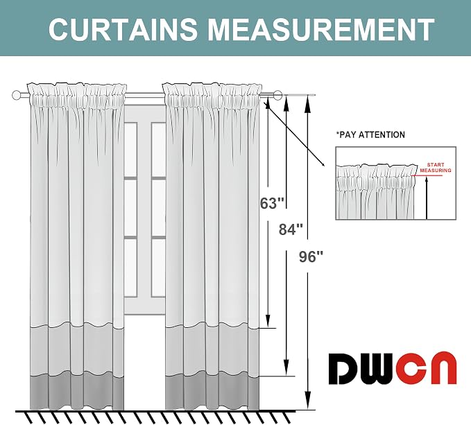 DWCN Ivory Sheer Curtains Semi Transparent Voile Rod Pocket Curtains - Image 8