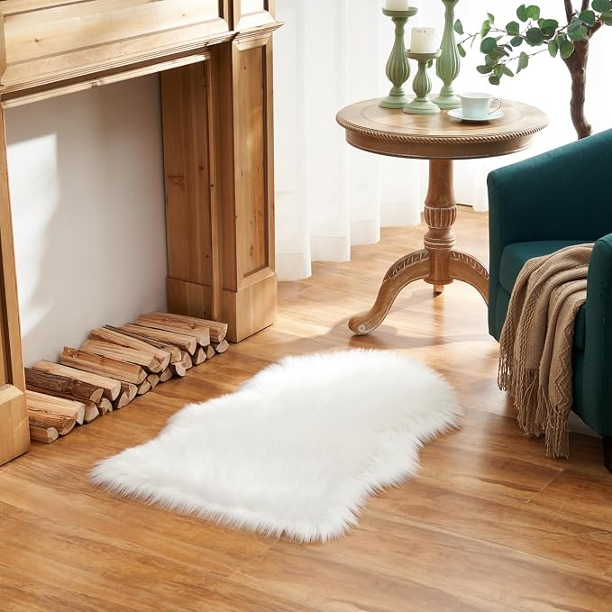 EasyJoy Ultra Soft Fluffy Shaggy Area Rug Faux Fur Rug Chair Cover Seat Pad by EasyJoy