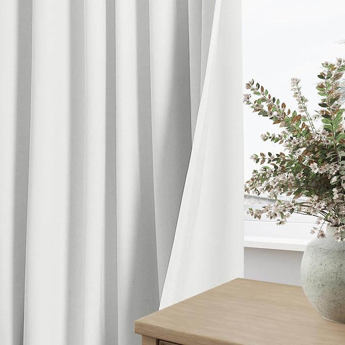 Guken 100% Blackout Linen Curtains 110 Inch Wide by 52 Inch 2 Panels Set - Image 4