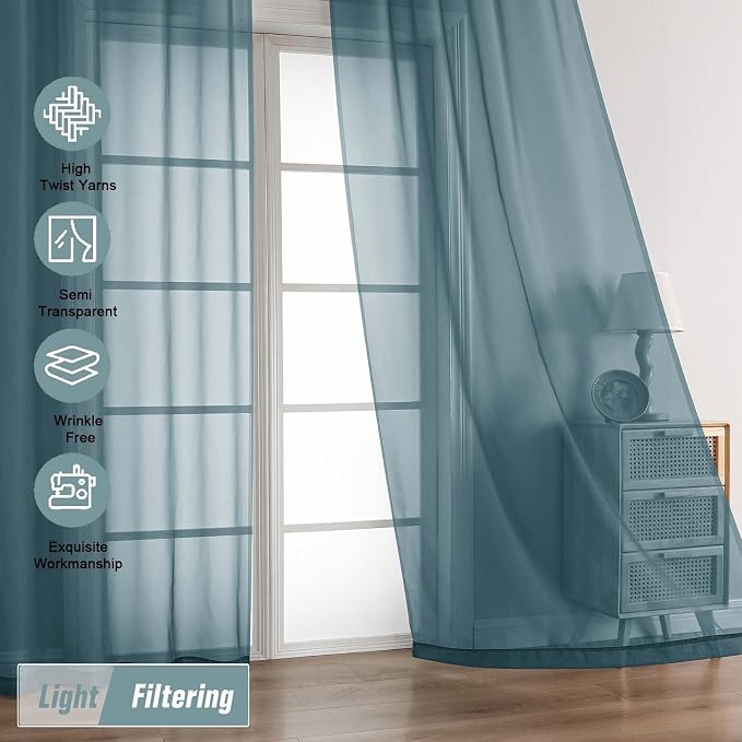 Sheer Curtains for Window 96 Inches Long 2 Panels, Soft Airy Light Filtering - Image 5