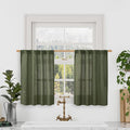 LAMIT Christmas Short Linen Curtains 36 Inch Length 2 Panels, Olive Green Light by LAMIT