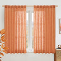 LAMIT Semi Sheer Linen Curtains 45 Inches Long, Light Filtering Panels Back Tab by LAMIT