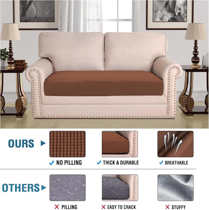H.VERSAILTEX Super Stretch Individual Seat Cushion Covers Sofa Covers Couch - Image 2