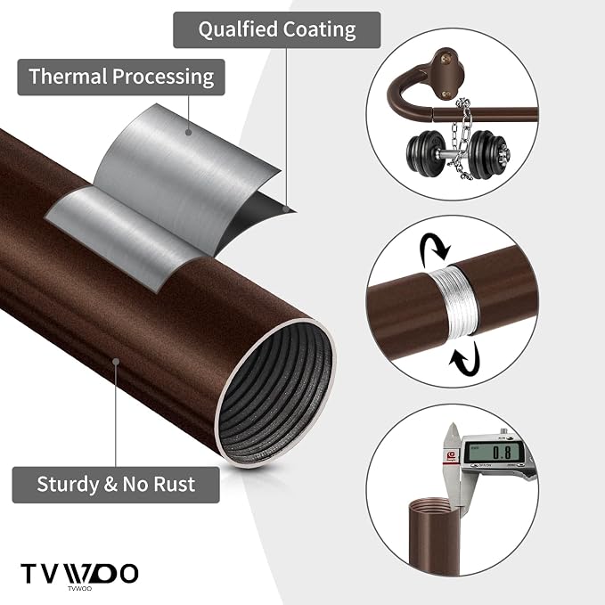 TVWOO Bronze Wrap Around Curtain Rods:5/8Inch Blackout Adjustable Window - Image 5