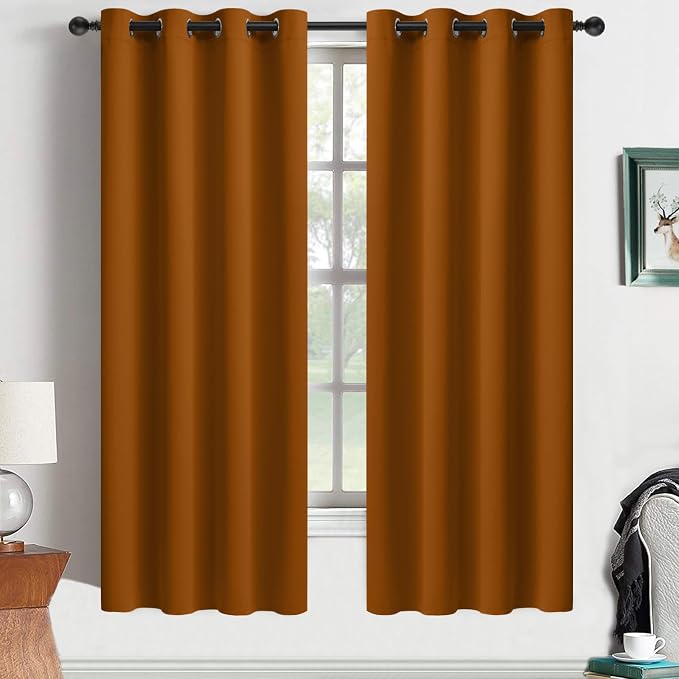 Yakamok Burnt Orange Blackout Curtains 63 Inches Length by Yakamok