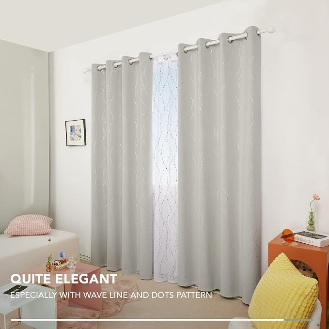 Deconovo Beige Curtains for Living Room, Light Darkening Soundproof Drapes - Image 7