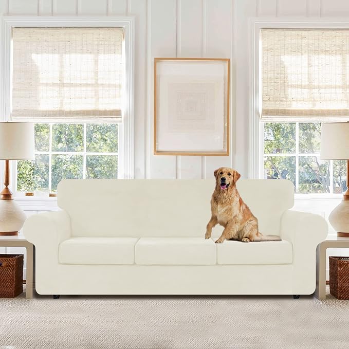 WEERRW 4 Pieces Velvet High Stretch Couch Covers - Image 2