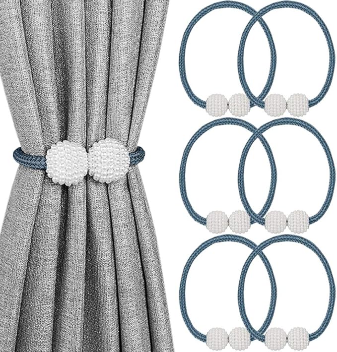 Melaluxe 6 Pack Magnetic Curtain Tiebacks, Decorative Curtain Holdbacks by Melaluxe